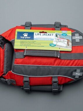 Top Paw Dog Life Jacket Vest Size Small 15-30 lbs Red Adjustable Safety Float